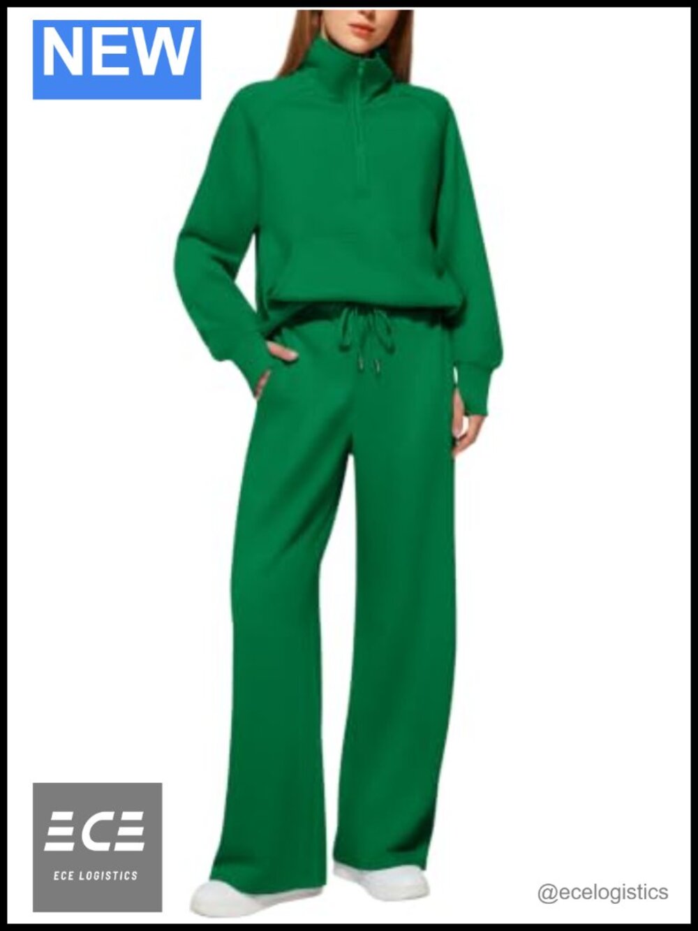 Women's 2 Piece Sweatsuit Half Zip Sweatshirt Wide Leg Sweatpants Lounge Set